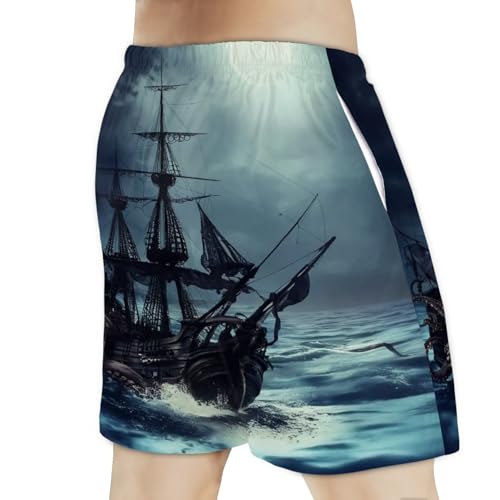 AUUXVA Beach Board Shorts Sea Octopus Kraken Nautical Men's Swim Trunks Swimwear Casual Athletic Sport Short with Pockets3
