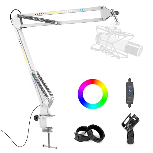 SIMPLURFI RGBu[A[ ߉\ȃ}CNX^h fXN}EgNvƃ}CNNbvt HyperX Quadcast Blue Yeti Rode Shure SM78ɑΉ Xg[~O/Q[/Youtube^p (zCg