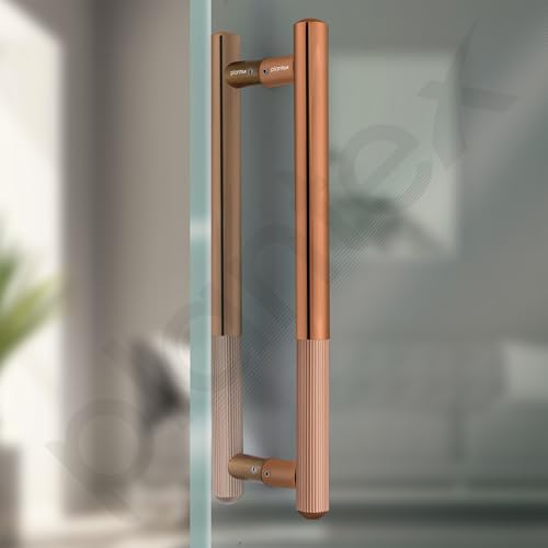 Image of Plantex Door Handle /14 Inch Main Door Handle /Stainless Steel and Aluminium Door Handle /Pull-Push Door Handle /Door Accessories (Pack of 1, Rose Gold)