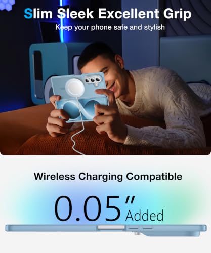 Image of NO.1 Magnetic for Samsung Galaxy Z Fold 8 Ultra Case with MagSafe | [Military Grade Drop Tested][Translucent Matte][Anti-Fingerprint] Soft Silicone Bumper for Samsung Fold 8 Ultra Case,Sky Blue