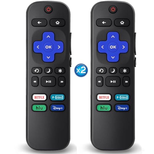 2Pcs Replacement Remote Control Compatible for Roku TV, Universal Remote Fit for Hisense/Onn/TCL/Sharp/Element/Philips/Hitachi/JVC/RCA/Insignia/Sanyo/LG RokuSeries Smart TVs (Not for RokuStick & Box)