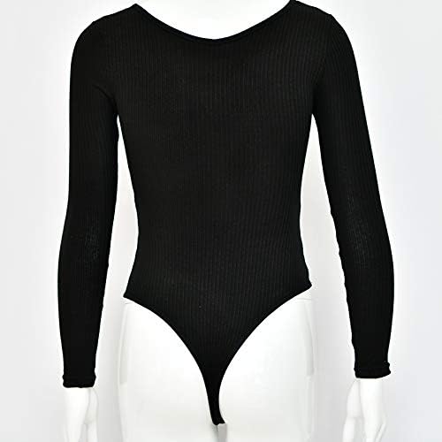 Womens Sexy V Neck Bodysuit Basic Ribbed Long Sleeve Jumpsuits Tops For Women Fall Tops - Image 6