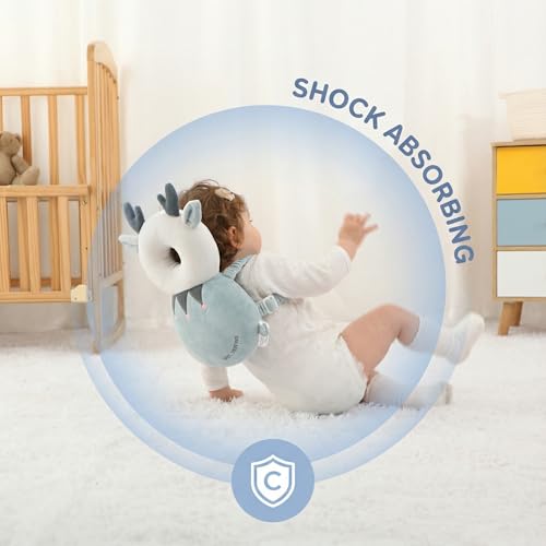 Image of Baby Head Protector Backpack - Soft & Lightweight Head Protection Pillow for Bebe Walking and Crawling(Deer)