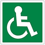 Vsafety 14018 AT-S'Chaise de roue Logo Face à droite' Sign, SQUARE, 200 mm x 200 mm (lot de 3)