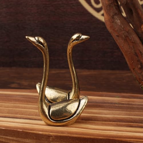 Figura decorativa cisne de latón puro elegante miniatura 5