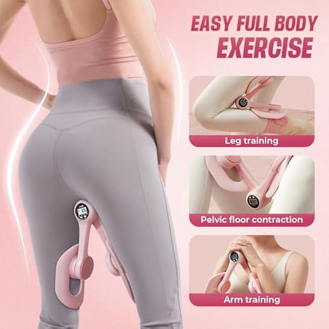 Thigh Master, 2025 Upgrade Kegel Exerciser, 3 Levels Resistance Adjustable Pelvic Floor Muscle Trainer, Inner Thigh Workout Equipment with Smart Screen,Thigh Slimmer & Hip Strengtheners
