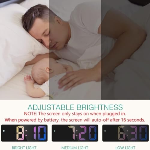 Oria CGUS1-HY-WA33B&C Alarm Clock For Bedroom, 6.5 Inch Led Alarm Clock, Desk Clock With Date Temperature Display thumb #1