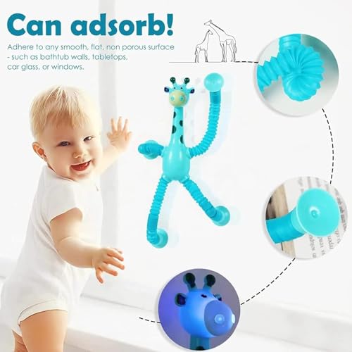 Image of Amitasha 3 Pcs Telescopic Suction Cup Giraffe Toys Shape Changing Pop Fidget Tubes Sensory Toys for Girls Boys