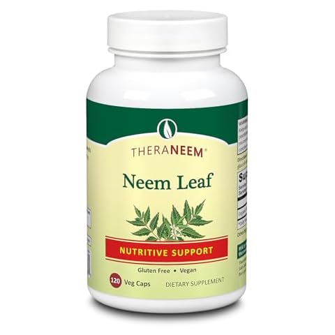 THERANEEM Neem Leaf Capsules - Powerful Nutritive Support with Antioxidants and More - Vegan, Gluten Free, 60 Day Guarantee - 120 Servings, 120 VegCaps Cover
