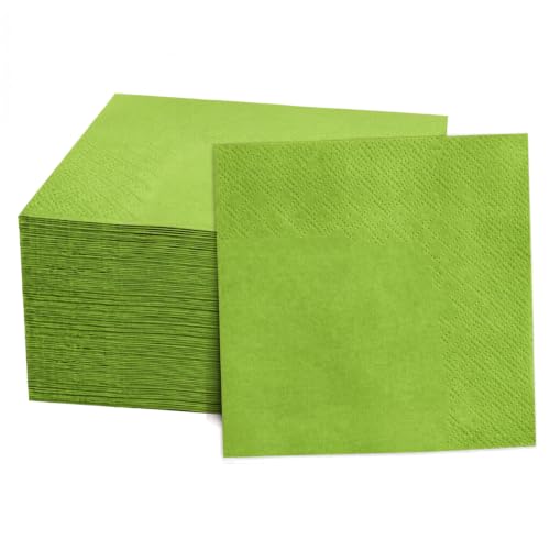 Image of AURA Coloured Paper Napkins - 50 Pulls (25 x 2 Packs) (33 * 33cm) | 3 Ply Ultra Soft & Absorbent Tissue Paper for Theme Party, Birthday, Home, Kitchen & Restaurant Use (Olive Green)