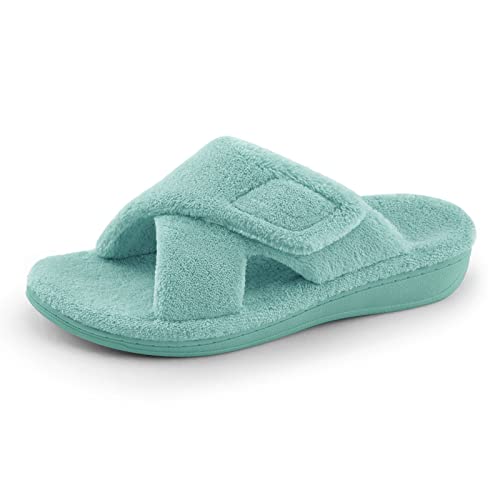 Image of BCSTUDIO Women's Orthopedic House Fuzzy Slippers with Arch Support | Plantar Fasciitis Relief Orthotic Furry Slippers, Open Toe, Cross-Band, Non-slip Sole, Machine Washable, Indoor Outdoor