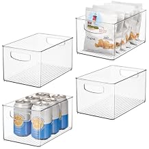 iDesign Stackable Clear Plastic Bin - Kitchen Organizers and Storage for Fridge and Pantry, 4-Pack