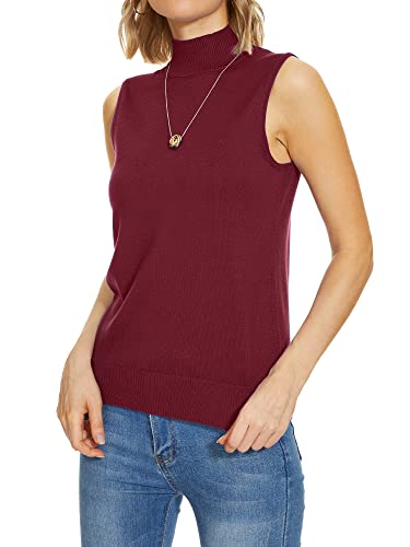 Image of INKOFF Sleeveless Mock Neck Turtleneck Knit Tops Women Dressy Casual Sweater Vest Business Work Tank