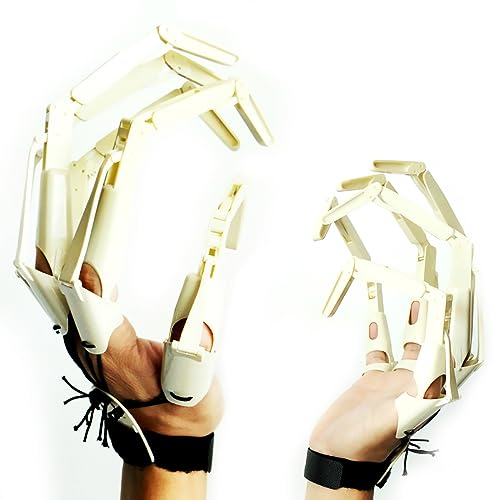 Thafikzi Halloween Gloves Wearable Skull Fingers Articulated Finger Extensions A Pair of Halloween Devil Claws Cosplay Ghost Hands Fit for All Finger Fake Fingers Can Be Flexibly Bent (Bone color)