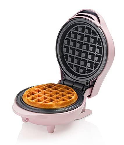 Bestron Waffle Maker, Piastra per waffel mini Ø10 cm, piccola macchina per waffel con rivestimento antiaderente, per compleanni di bambini, feste di famiglia, Pasqua o Natale, 550 watt, colore: rosa - immagine 3
