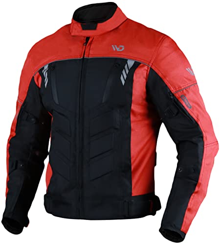 Wd Motorsports Vegas 1.0 Men’s Textile Motorcycle Jacket, All-Season Ce Armored, Waterproof Cordura Biker Jackets With Removeable Lining & Ventilated Zippers (Red, Xl) #TOP30