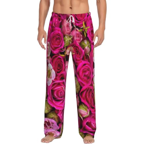 Pantalon de pyjama homme contre la chaleur nocturne vêtement de nuit imprimé roses