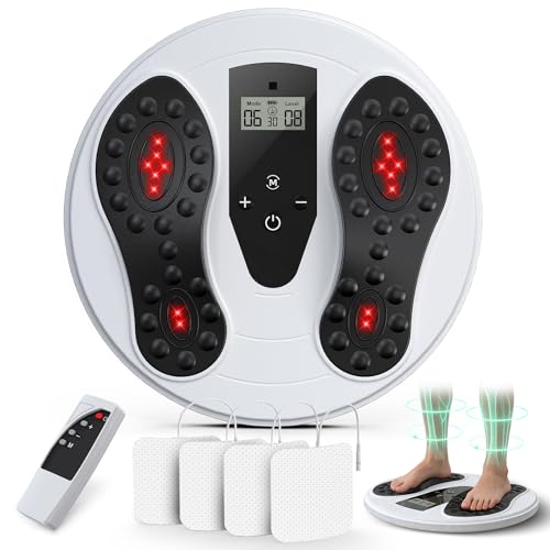 Medic Circulation Machine Blood Booster for Feet and Legs, Newly Infrared Light EMS Foot Massagers for Pain and Circulation Stimulator Electric Foot Massage Machine with 4 TENS Pads Muscle Pain Relief
