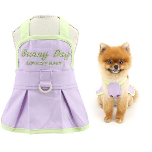 SMALLLEE_LUCKY_STORE 犬 服 春 夏 ワンピース 女の子 ペット服 超小型犬 小型犬 刺しゅう 文字 犬の服 Dリング付き 犬用スカート 洋服 ドッグウェア 犬 ウェアー チワワ 服 夏用 薄手 記念撮影 誕生日 お散歩お出かけウェアに
