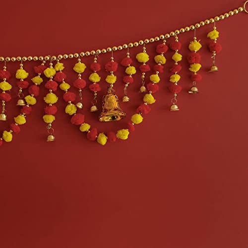 Image of Handmade Door Hanging Round Moti Style Bandarwal Toran (TMR-02) -Diwali New Year Inauguration Wedding Festival Home Decor Pooja (40 Inch X 6 Inch)