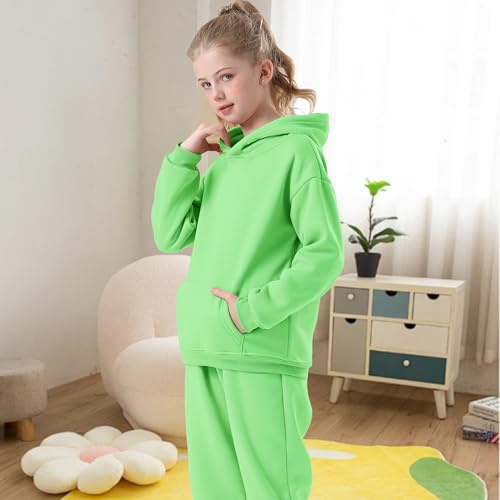 Image of Kids Athletic Pullover Hoodie Sweatshirt with Pocket Tops,2-12Years | Boys and Girls Fleece Hooded Christmas Halloween Teen Girls Athletic Hoodie Solid Color Lightweight Classic Kids Clothes