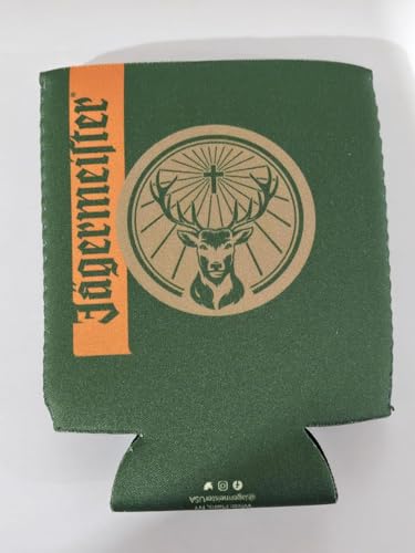 Jagermeister Can Cooler, Green with Deer Logo, Collapsible Beverage Insulator
