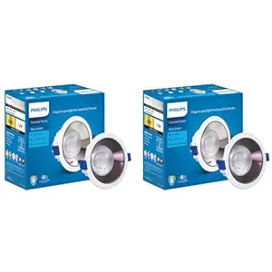 PHILIPS 12 Watt Black Reflector LED Ceiling COB Round Spot Light with Focused Beam | Cut Out: 102mm | Natural White, Pack of 2 (Deco Bright)