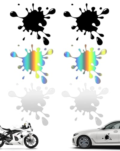 FUGLUS Farbkleckse Aufkleber Klecks Sticker,Pegatinas 3D, Calcomanías para automóviles,para Coche, Decoración Divertida de Manchas para Parachoques, Puertas, Ventanas y Vidrio（6 Unidad ）