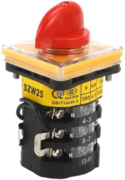 SZW25-48D/3 25A 3 Position Three Pole 12 Screw Yellow Panel Knob Rotary Cam Switch