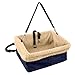 Devoted Doggy Deluxe Dog Booster Car Seat Metal Frame Construction - Clip on Safety Leash - Zipper Storage Pocket - Perfect for Small and Medium Pets up to 15 lbs - Blue/Beige