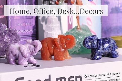 YATOJUZI 2" Carnelian Elephant Decor Healing Crystal Cute Polished Natural Stone Hand-Carved Sculpture Statue Figurines Gemstone Hippie Home Room Office Desk Gifts for Women Men - Thumbnail 6