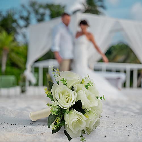BERYLER Kacutor Hochzeitssträuße für Braut, Brautstrauß für Braut, Brautjungfernsträuße für Hochzeit, Hochzeitsblumen, Blumensträuße, künstlicher Blumenstrauß, Valentinstag, Dekoration, Kirche, Party