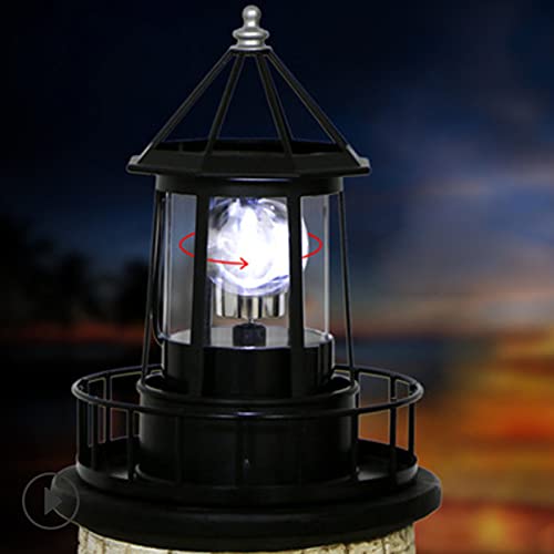 Led Solar Powered Lighthouse, 360 Degree Rotating Lamp Courtyard Decoration Waterproof Garden Smoke Towers Statue Lights For Outdoor Garden Pathway Patio #TOP4
