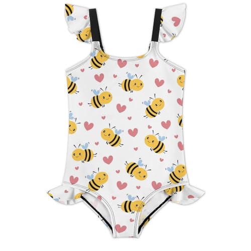 Image of Girls One Piece Swimsuit Lovely Cute Animals Ruffles Swimwear Bathing Suits 3-12 Years