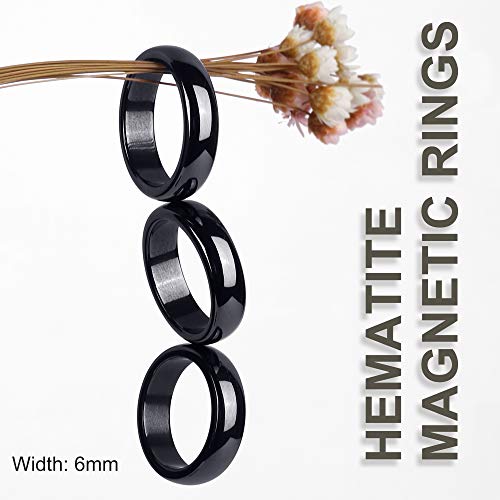 5 Pcs Genuine Hematite Rings For Women Men Magnetic Hematite Crystal Stone Ring Balance Root Chakra Therapy Anxiety Pain Relief Absorb Negative Energy Size 9 #TOP1