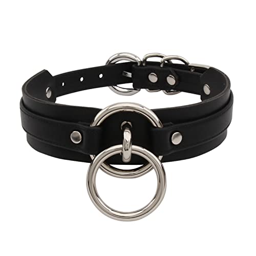 Lookook Fashion O-Ring Faux Leather Choker Necklaces Collar For Womens