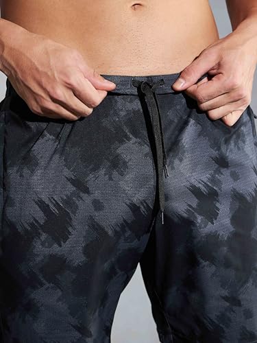Image of TECHNOSPORT Men's Regular Fit All Over Print Stretchable Shorts with Quick Dry, Anti Odour for Gym, Sports and Regular Use