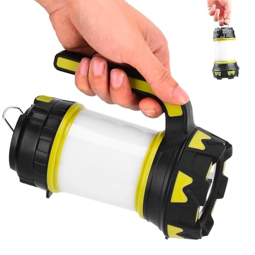 Avilia Lampe torche de camping LED SMD – lanterne 2 W+1 W, 6 modes de fonctionnement, poignée de transport, entrée USB pour charge, 2 piles incluses, éclairage jusqu'à 100 m en ABS et aluminium