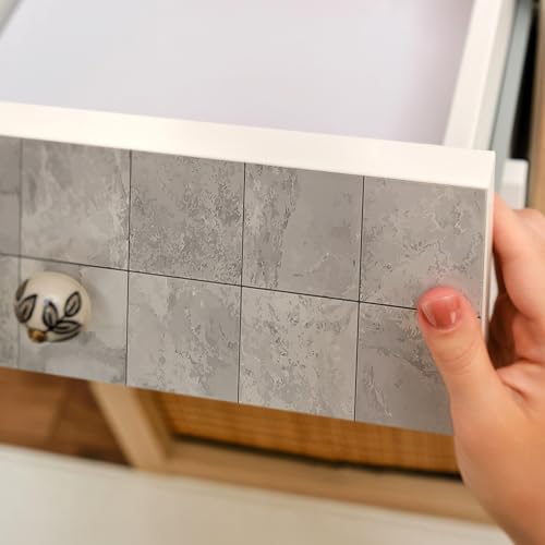 Vinilo para muebles de azulejos grises 75x150 cm mate autoadhesivo para renovar frentes de cocina 4