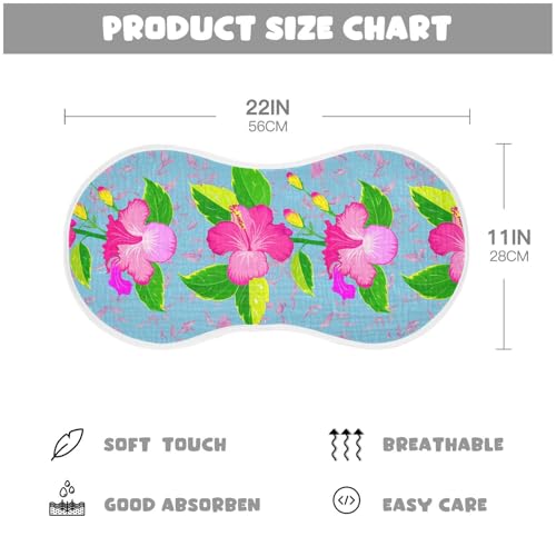 Blue Hibiscus Green Leaves Burp Cloths for Babies Burp Rag Cotton Spit Up Rag for Babies Infant Newborn4