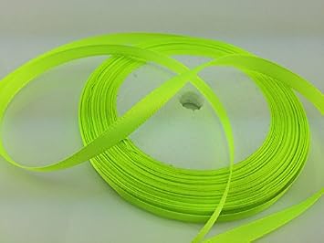 Solid Color Satin Ribbon 1/4",25yds Fluorescent Green