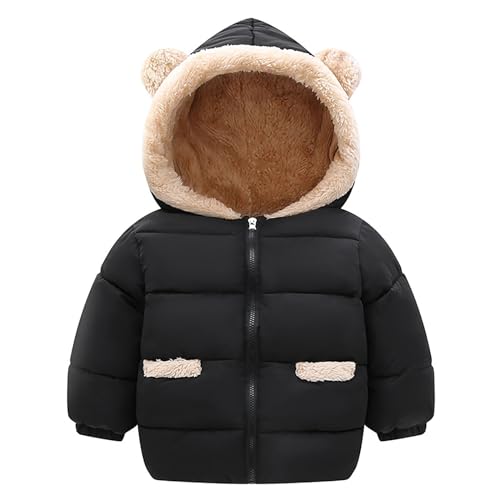 Toddler Fleece Lined Puffer Padded Jacket with Bear Ears Hood Winter Down Coats for Kids Boys Girls Outerwear Jackets
