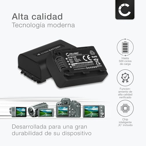 CELLONIC, Batería para Cámara, Compatible con Sony NP-FH50, NP-FH60, DCR-SR35, DCR-SX30 (7.4V, 700mAh) 2 Unidades + Cargador - imagen 5