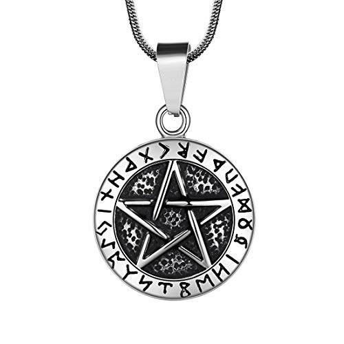 Image of Hipunk Pentagram of Brisingamen Pendant Mens 316L Stainless Steel Witchy Tetragrammaton Pentacle Eliphas Levi's Pentagram Necklace Wiccan Pagan Magical Star Satanism Jewelry SP0061G