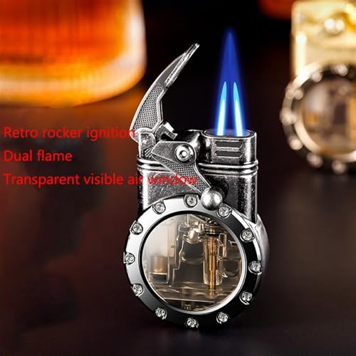 Encendedor Retro de Doble Llama a Butano Bronce miniatura 4
