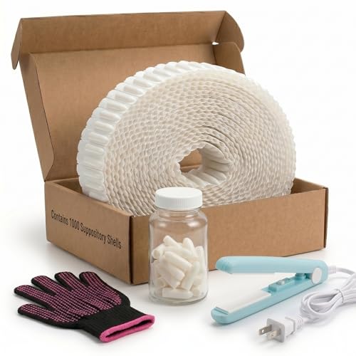 Prnaiev 1000 Pcs Suppository Molds 2.4ml - Empty Suppository Shells Making Kit with Heat-Insulated Silicone Glove & Sealing Clips - Disposable Trays for DIY Personal Care