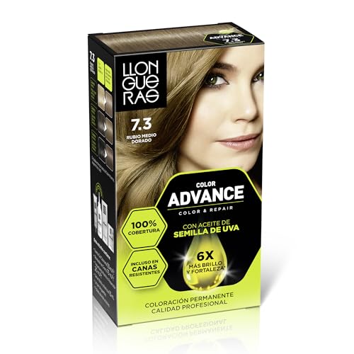 Llongueras Color Advance Tinte Pelo Mujer Coloración Permanente 100% Cobertura Incluso En Canas Resistentes - Tono 7.3 Rubio Medio Dorado