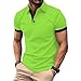 Mens Polo Shirts Summer Short Sleeve Classic Collared Golf Shirt Lapel Button Business Work Tops Green X-Large