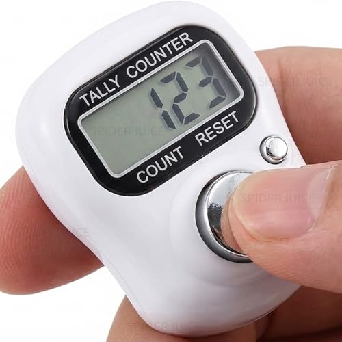 Image of 99999 5 Digit Multiuse Digital Electronic Portable Mini Hand Tally Clicker Counter Finger Ring Mantra Jaap Device Machine Cricket Umpire Counting Zikr Ziker Dhikr (1101 White)