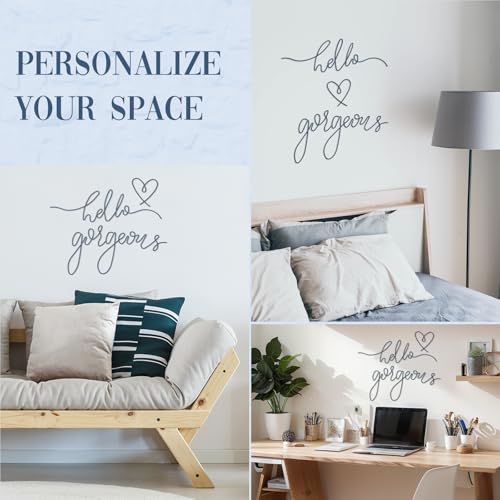 Image of Hicarer Metal Hello Gorgeous Wall Art Minimalist Decor for Bedroom Bathroom Living Room Dressing Room Salon Office Home Decorations Easy to Install Wall Decor(Blue,Classic Style)